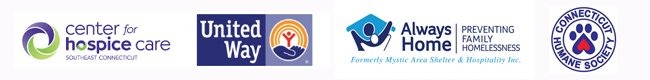 Logos for Center for Hospice Care, United Way, Always Home, and Global Human Society